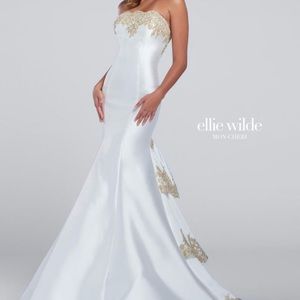 White and Gold Ellie Wild Pageant/Prom Dress
